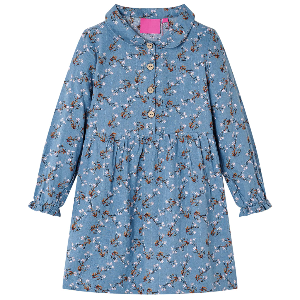 Kinderkleid mit Langen Ärmeln Petrolblau 116