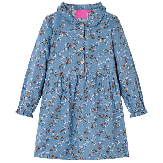 Kinderkleid mit Langen Ärmeln Petrolblau 140