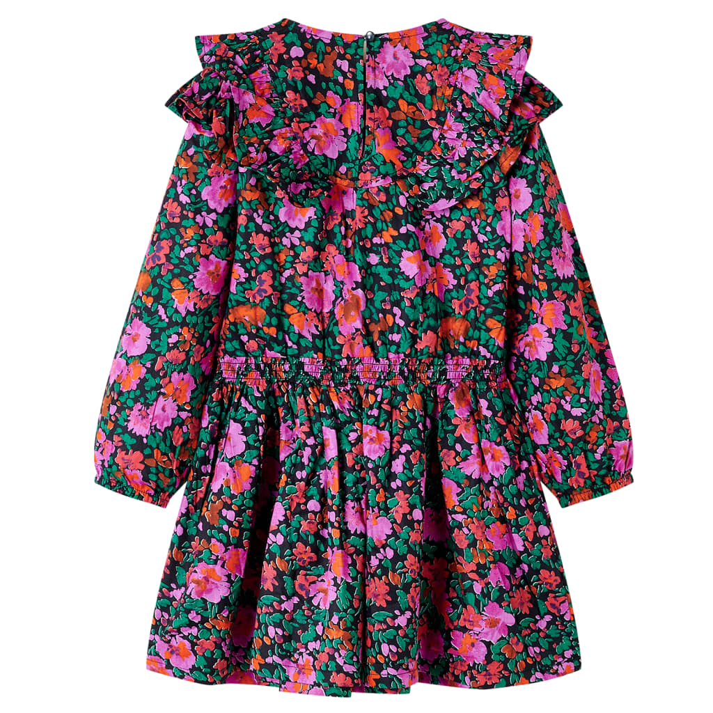 Kinderkleid mit Langen Ärmeln Knallrosa 128