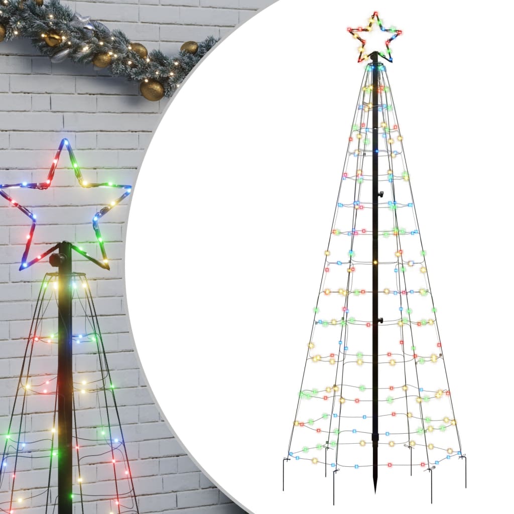 LED-Weihnachtsbaum mit Erdspießen 220 LEDs Mehrfarbig 180 cm