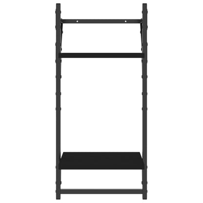 Wandregale mit 2 Ablagen & Stangen 2 Stk. Schwarz 30x25x65 cm