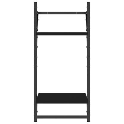4-tlg. Wandregal-Set mit Stangen Schwarz Holzwerkstoff
