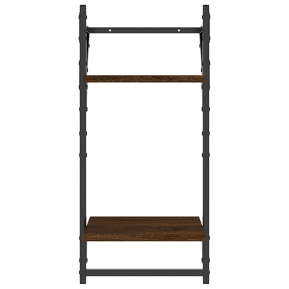 4-tlg. Wandregal-Set mit Stangen Braun Eichen-Optik