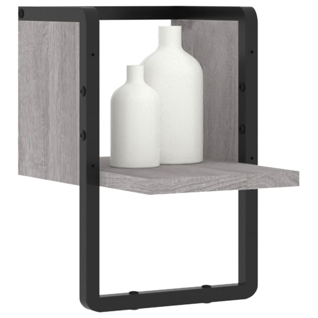 Wandregal mit Stange Grau Sonoma 20x25x30 cm