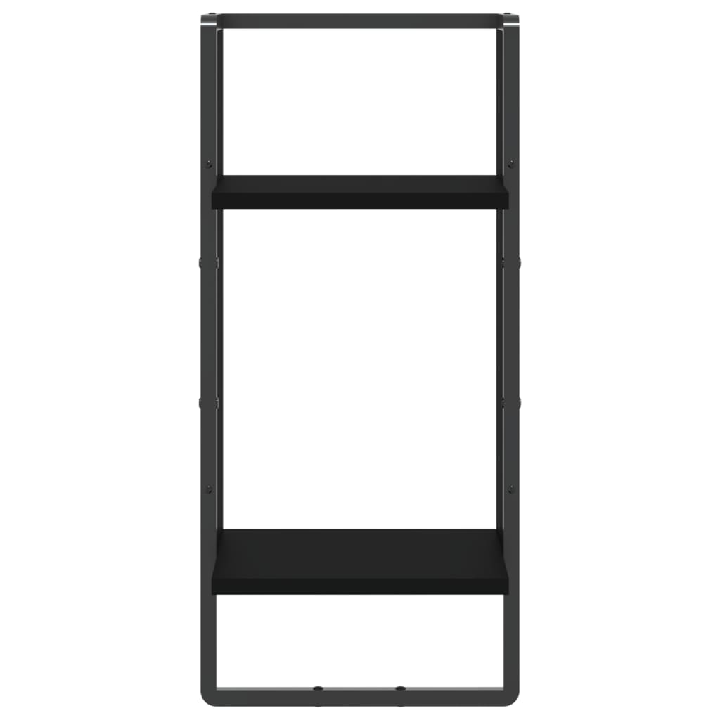 Wandregal mit Stange Schwarz 30x25x65 cm