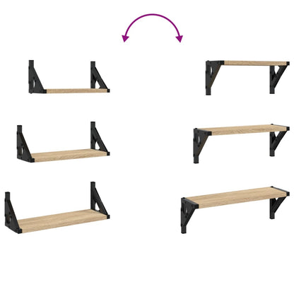 3-tlg. Wandregal-Set Sonoma-Eiche Holzwerkstoff