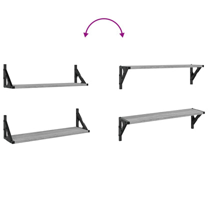 Wandregale 2 Stk. Grau Sonoma 60x15x15,5 cm
