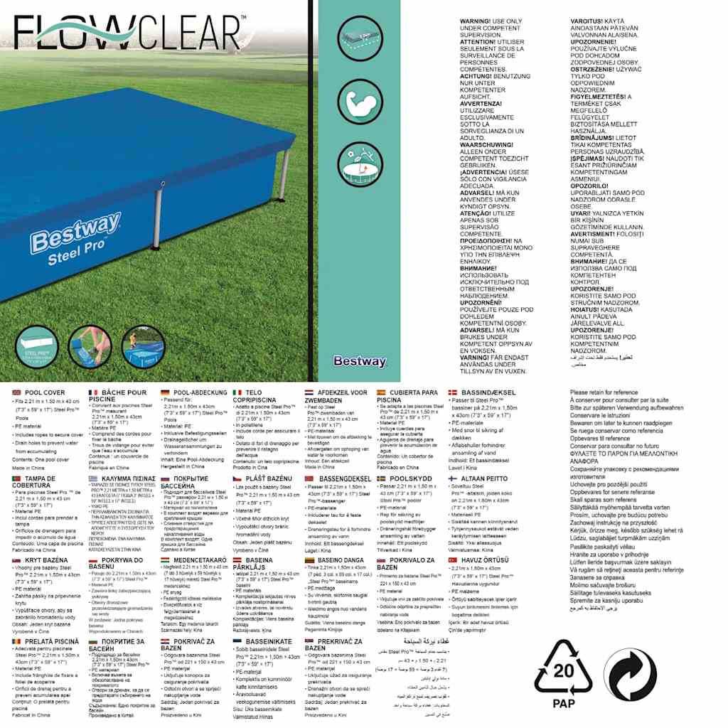 Bestway Pool-Abdeckplane Flowclear 221x150 cm