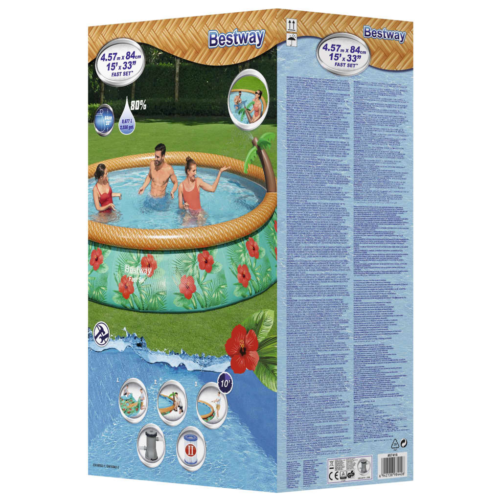 Bestway Fast Set Pool Aufblasbar Paradise Palms 457x84 cm