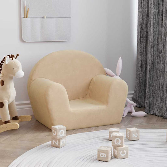 Kindersofa Creme Weicher Plüsch