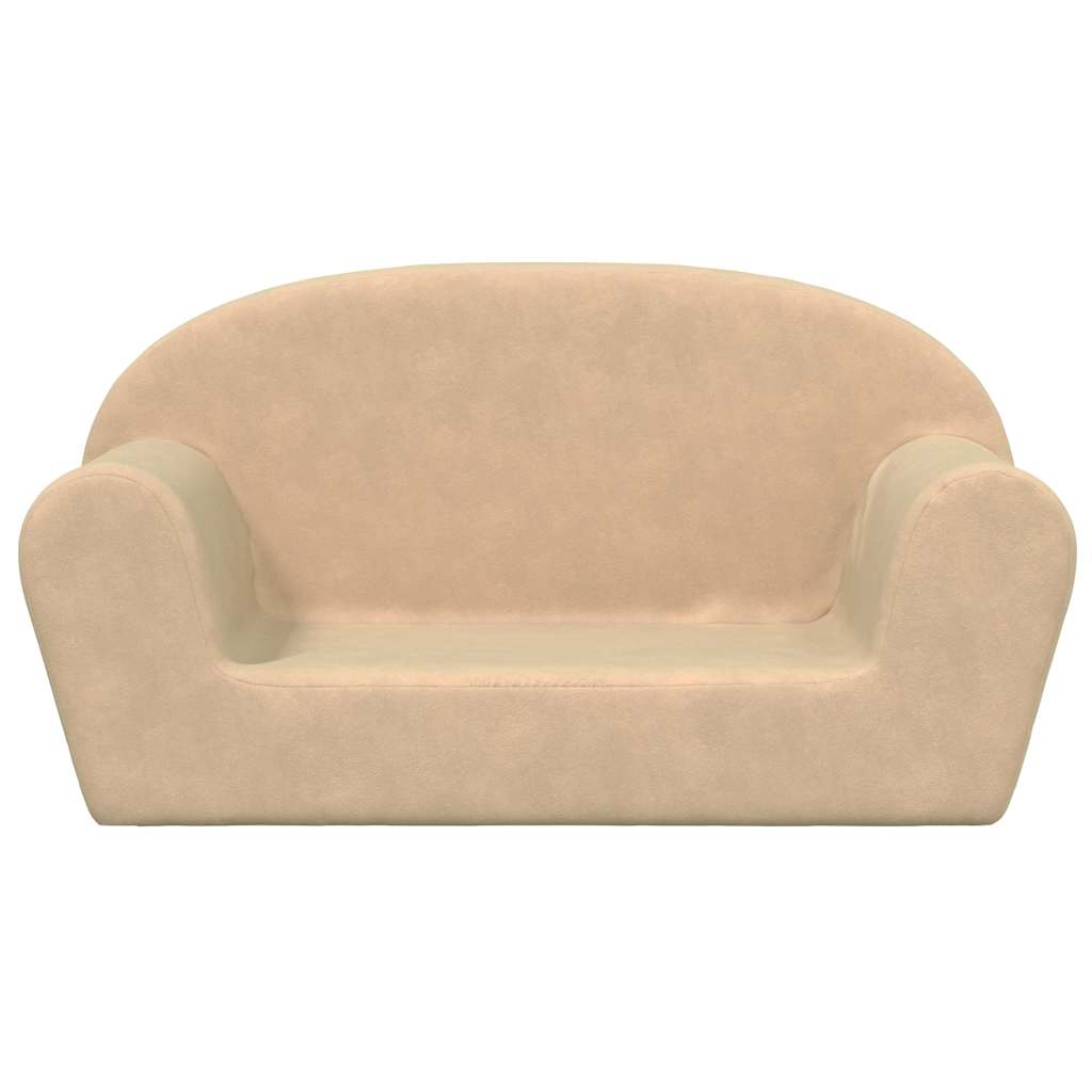 Kindersofa 2-Sitzer Creme Weicher Plüsch