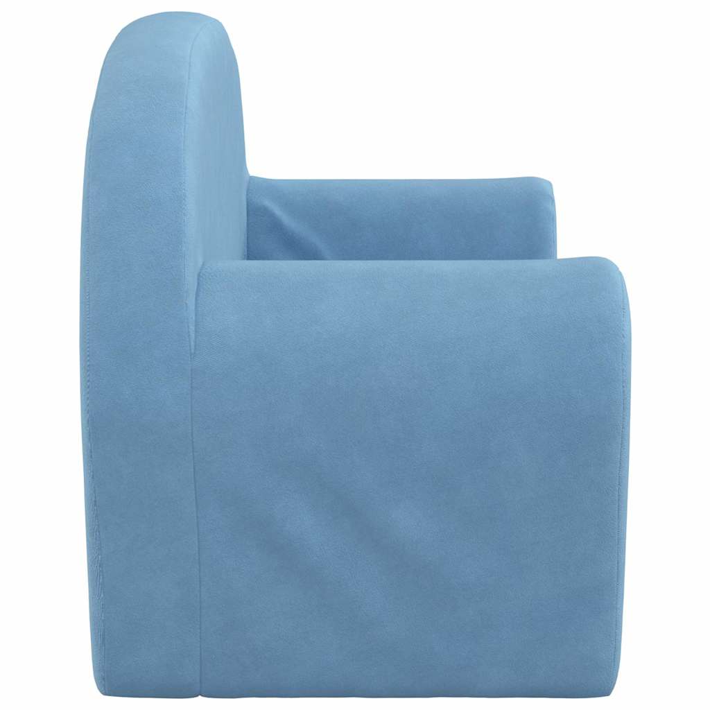 Kindersofa 2-Sitzer Blau Weich Plüsch