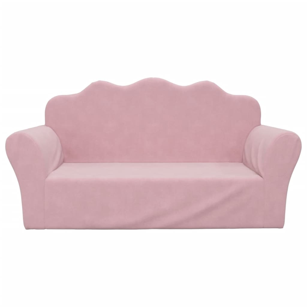 Kindersofa 2-Sitzer Rosa Weich Plüsch