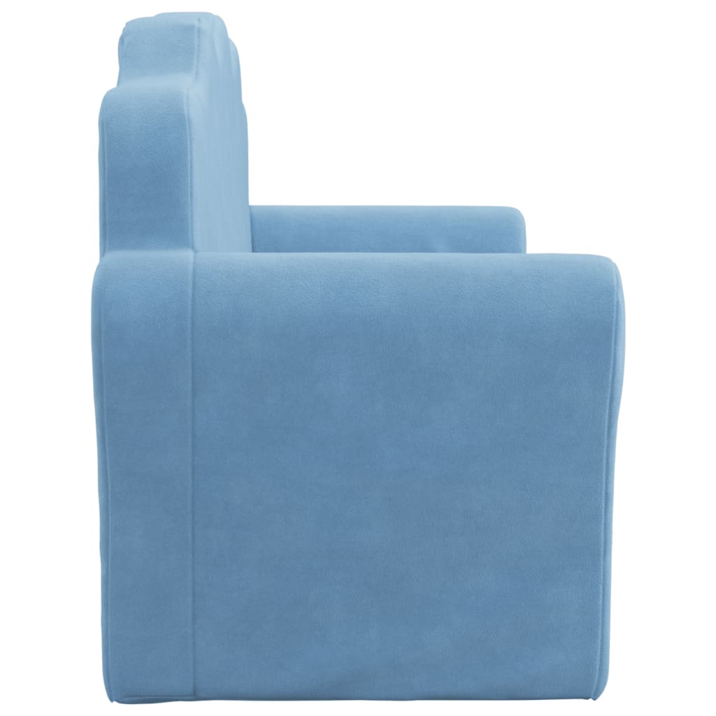 Kinder-Schlafsofa 2-Sitzer Blau Weicher Plüsch