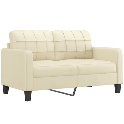 2-Sitzer-Sofa mit Zierkissen Creme 140 cm Kunstleder