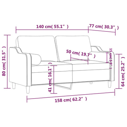 2-Sitzer-Sofa mit Zierkissen Braun 140 cm Stoff