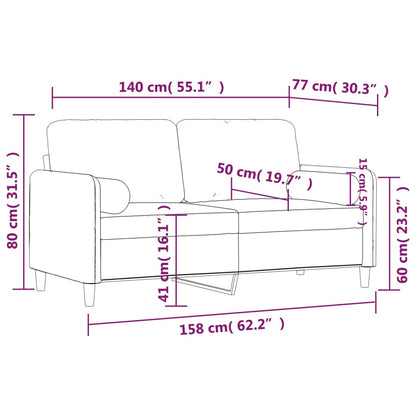 2-Sitzer-Sofa mit Zierkissen Rosa 140 cm Samt