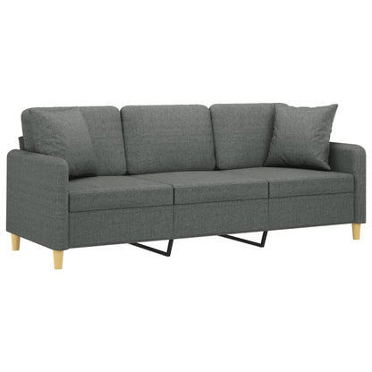3-Sitzer-Sofa mit Zierkissen Dunkelgrau 180 cm Stoff