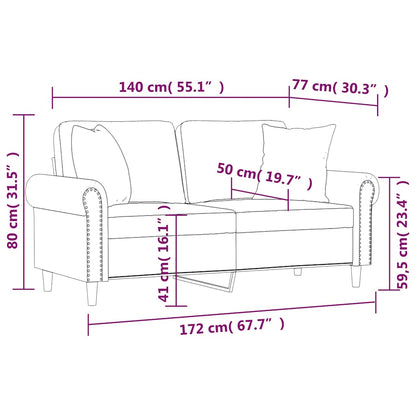 2-Sitzer-Sofa mit Zierkissen Weinrot 140 cm Kunstleder