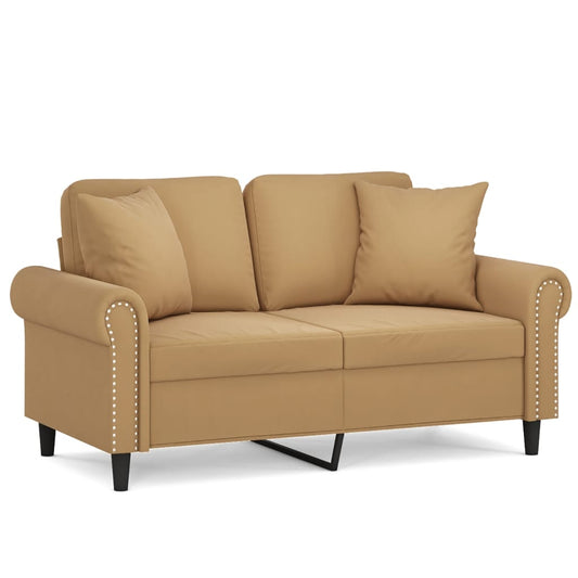 2-Sitzer-Sofa mit Zierkissen Braun 120 cm Samt