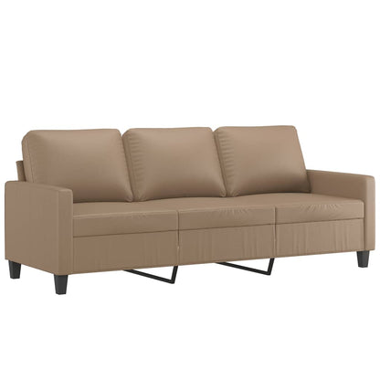 3-Sitzer-Sofa mit Hocker Cappuccino-Braun 180 cm Kunstleder