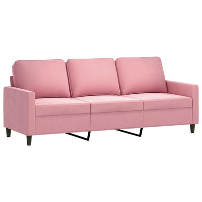3-Sitzer-Sofa mit Hocker Rosa 180 cm Samt