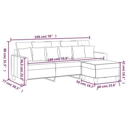 3-Sitzer-Sofa mit Hocker Dunkelgrau 180 cm Stoff