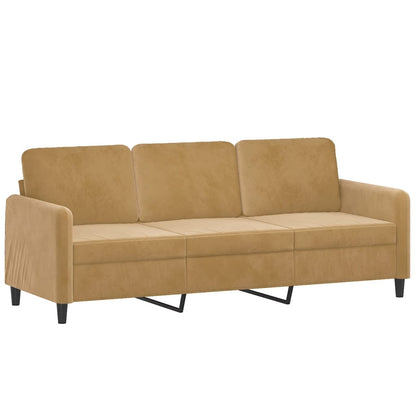 3-Sitzer-Sofa mit Hocker Braun 180 cm Samt