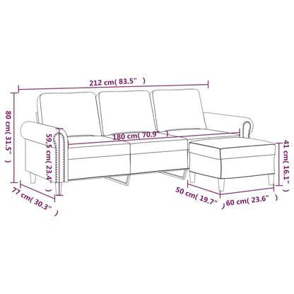 3-Sitzer-Sofa mit Hocker Blau 180 cm Samt