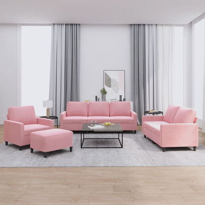 4-tlg. Sofagarnitur mit Kissen Rosa Samt