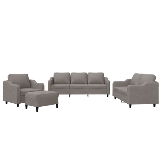 4-tlg. Sofagarnitur mit Kissen Taupe Stoff