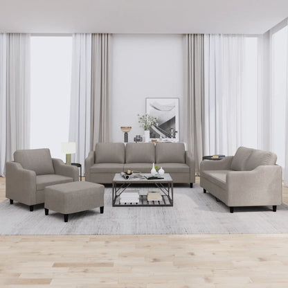 4-tlg. Sofagarnitur mit Kissen Taupe Stoff