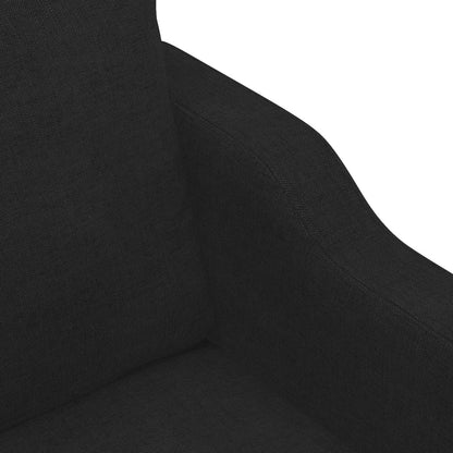 4-tlg. Sofagarnitur mit Kissen Schwarz Stoff