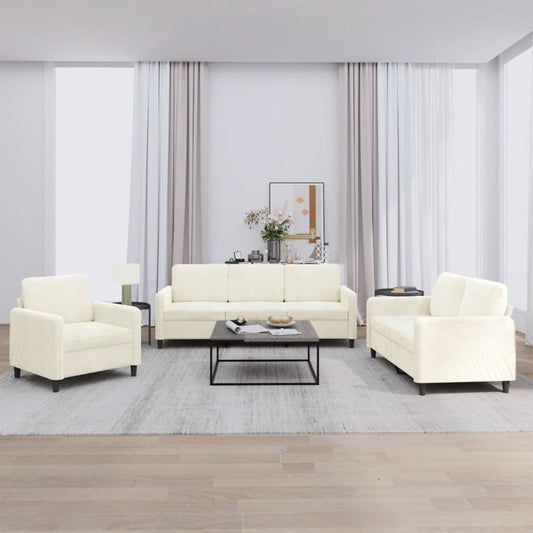 3-tlg. Sofagarnitur Creme Samt