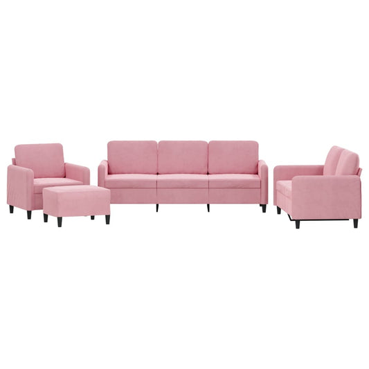 4-tlg. Sofagarnitur Rosa Samt