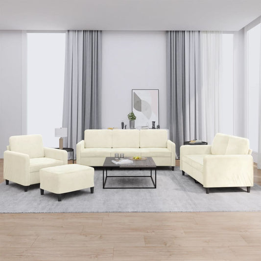 4-tlg. Sofagarnitur Creme Samt