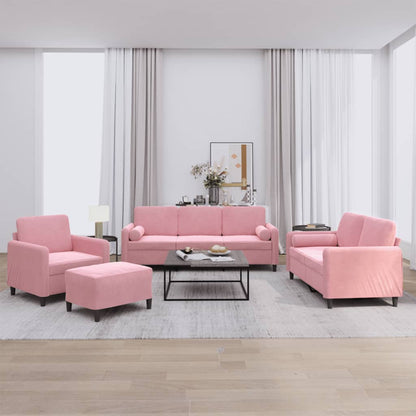 4-tlg. Sofagarnitur mit Kissen Rosa Samt