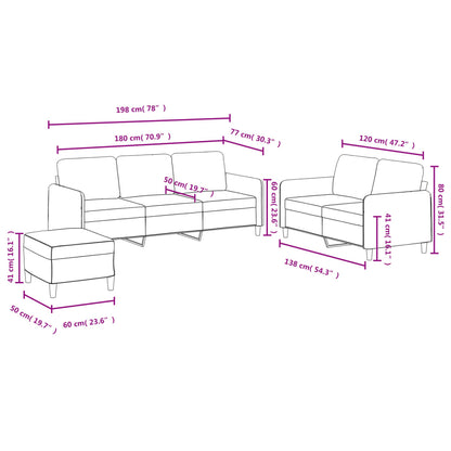 3-tlg. Sofagarnitur Creme Samt