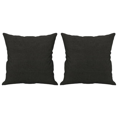3-tlg. Sofagarnitur mit Kissen Schwarz Stoff