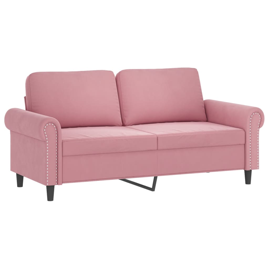 3-tlg. Sofagarnitur mit Kissen Rosa Samt