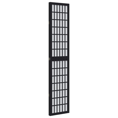 3-tlg. Paravent Schwarz Massivholz Paulownia