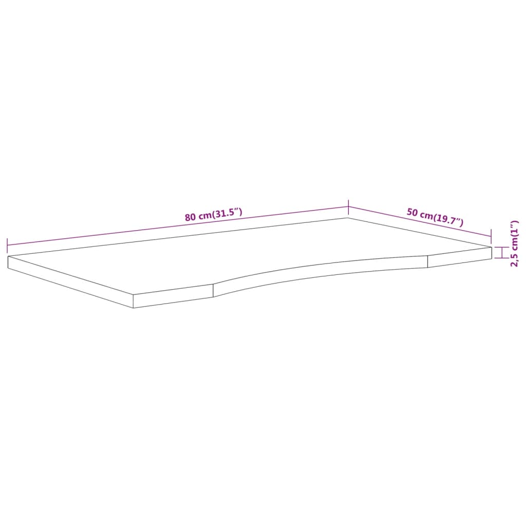 Schreibtischplatte 80x50x2,5 cm Rechteckig Massivholz Akazie