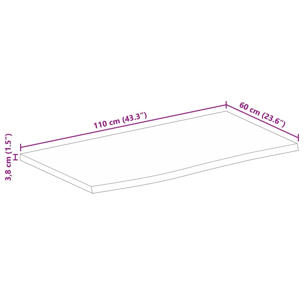 Tischplatte mit Baumkante 110x60x3,8 cm Massivholz Mango