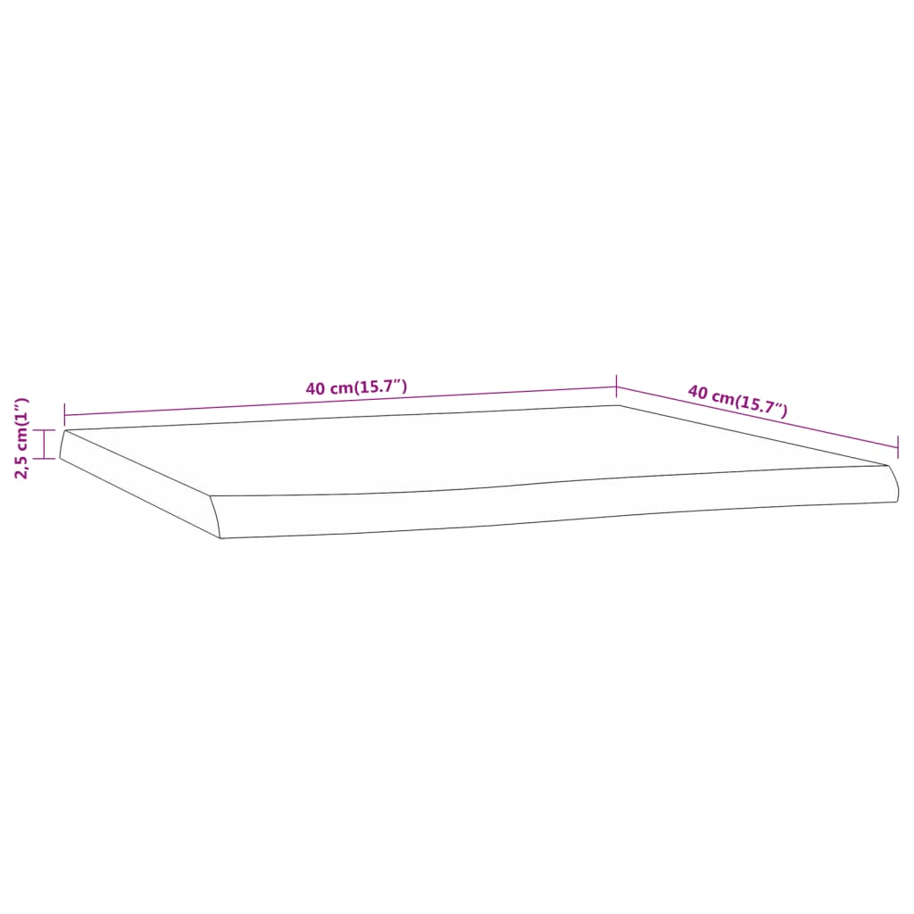 Tischplatte 40x40x2,5 cm Rechteckig Massivholz Akazie Baumkante