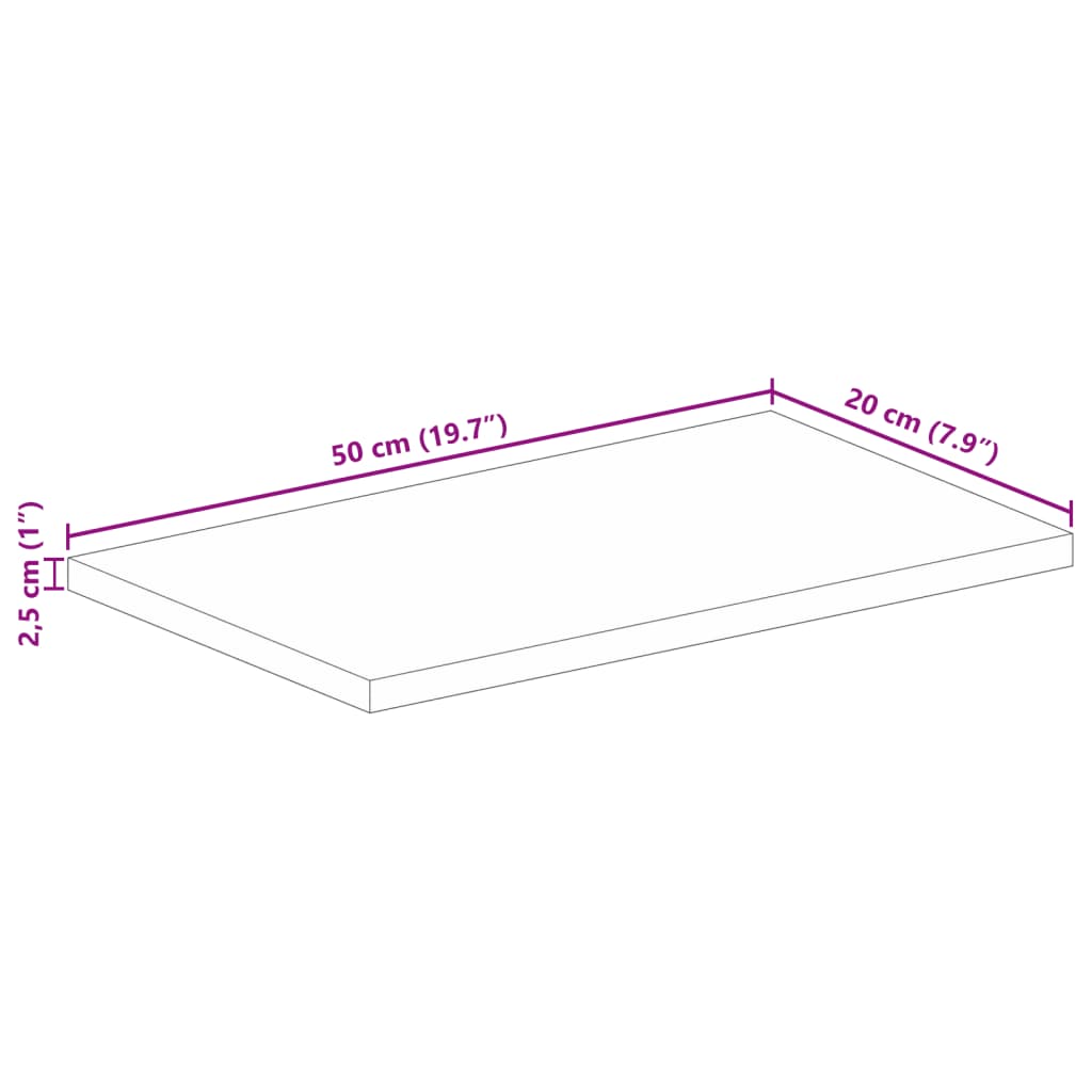 Tischplatte 50x20x2,5 cm Rechteckig Massivholz Akazie