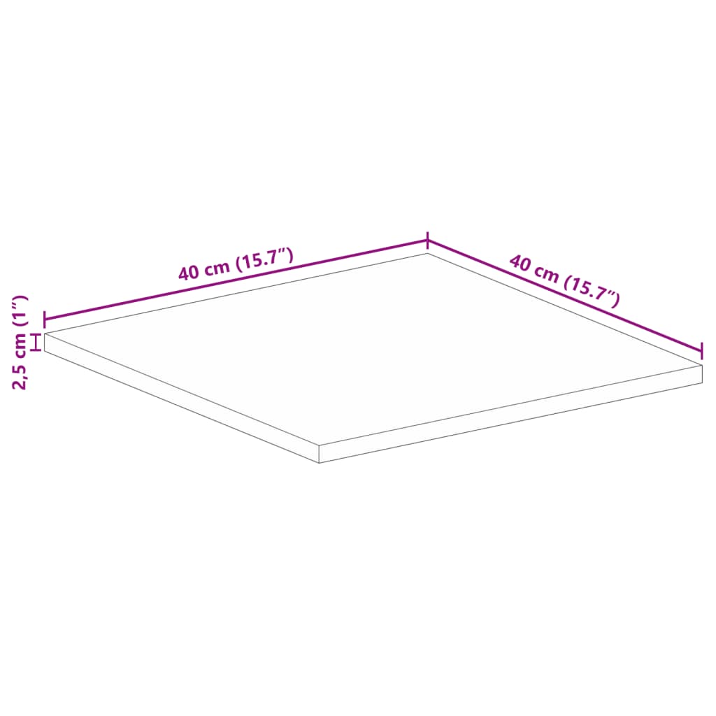 Tischplatte 40x40x2,5 cm Quadratisch Massivholz Akazie