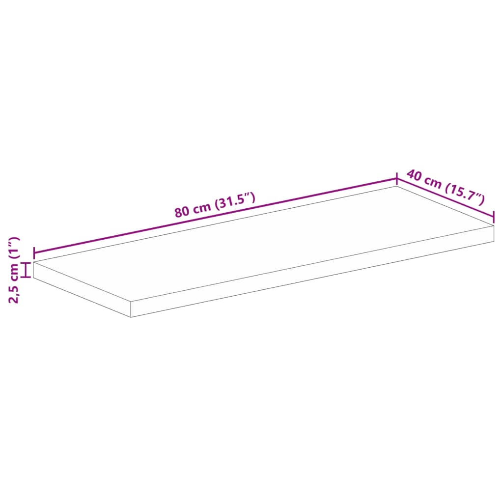 Tischplatte 80x40x2,5 cm Rechteckig Massivholz Akazie