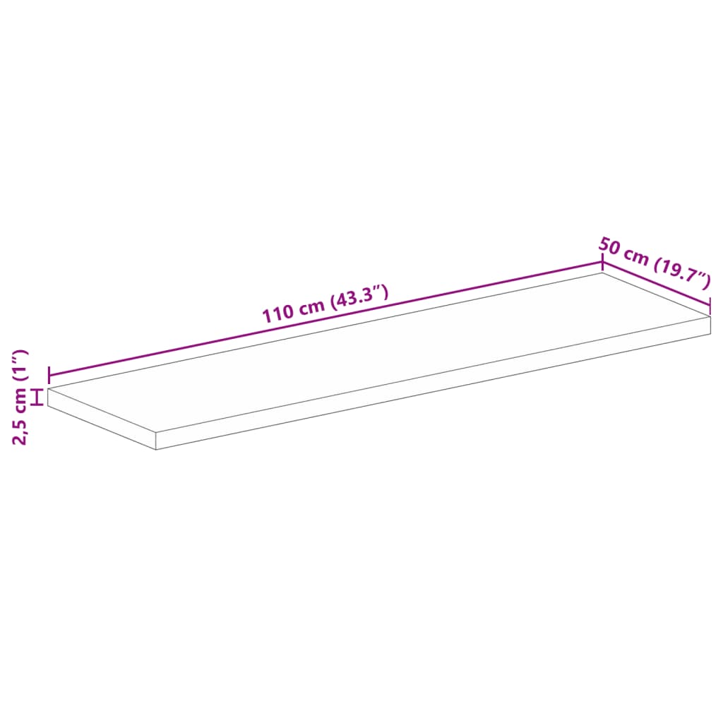 Tischplatte 110x50x2,5 cm Rechteckig Massivholz Akazie