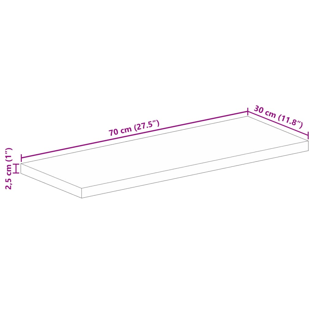 Tischplatte 70x30x2,5 cm Rechteckig Altholz Massiv