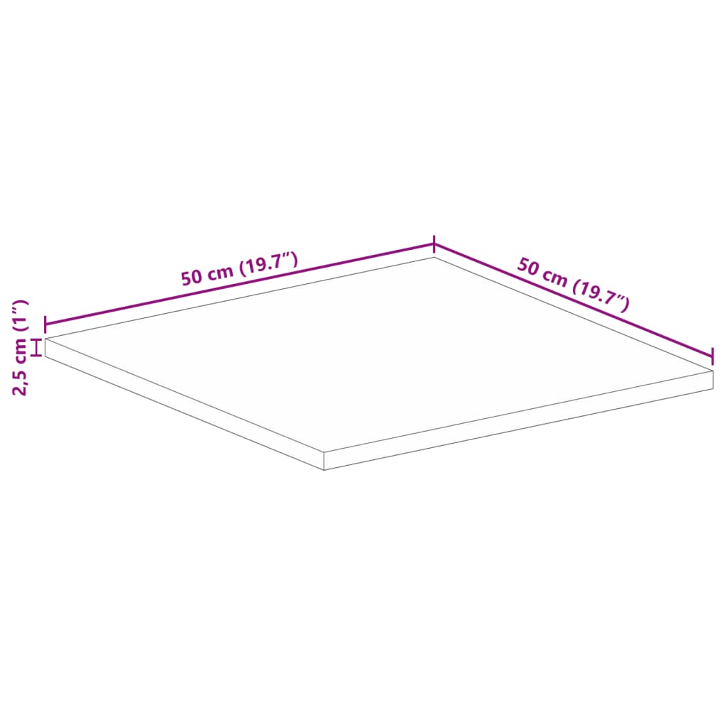 Tischplatte 50x50x2,5 cm Quadratisch Altholz Massiv